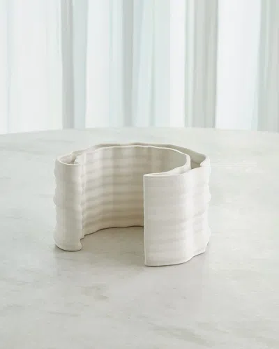 Global Views Cresent 3d Printed Vase, Small 6" In White