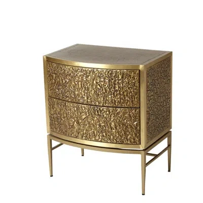 Global Views Crinkle Bedside Chest-brass/bronze In Brass;bronze