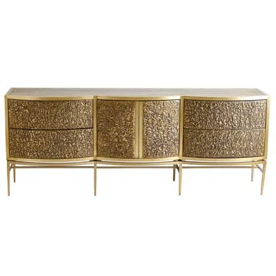 Global Views Crinkle Long Cabinet-brass/bronze In Gold