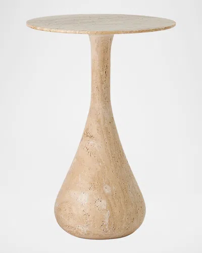 Global Views Dea Large Accent Table, Travertine In Brown
