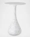 Global Views Dea Large Accent Table, White Marble In White