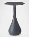 Global Views Dea Small Accent Table, Black Marble In Black