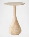 Global Views Dea Small Accent Table, Travertine In Brown