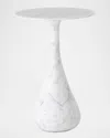 Global Views Dea Small Accent Table, White Marble In White