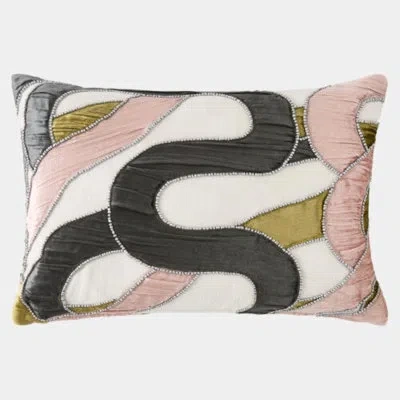 Global Views Debutante Lumbar Pillow 20"l X 14"w Lumbar Pillow In Pink;green;white;brown;black