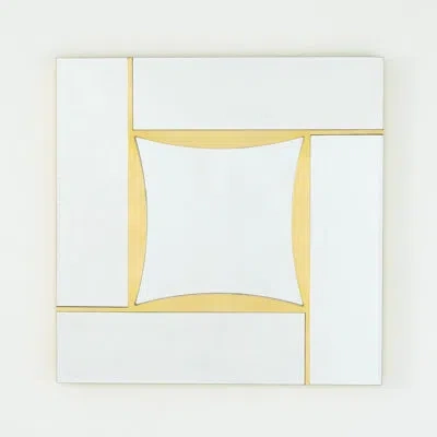Global Views Diamond Shape Mirror In Gold Leaf