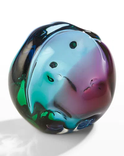 Global Views Dimpled Sphere Decorative Accent In Ruby/turquoise