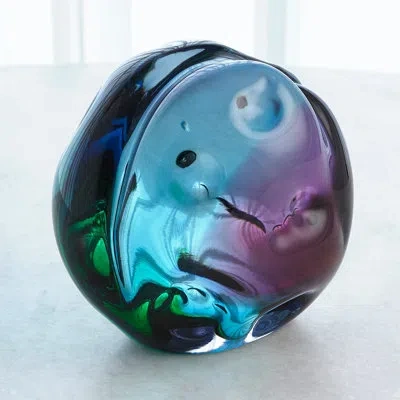 Global Views Dimpled Sphere-ruby/turquoise In Blue,purple
