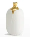 Global Views Dipped Golden Crackle 8.3" Cylinder Vase In White
