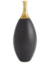 Global Views Dipped Golden Crackle/black Slender Vase In Black