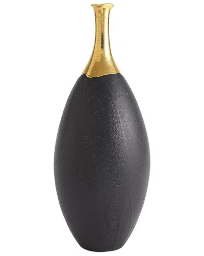 Global Views Dipped Golden Crackle/black Slender Vase