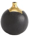Global Views Dipped Golden Crackle/black Sphere Vase In Black