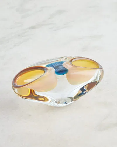 Global Views Double Bean Vessel, 4" In Gold/blue