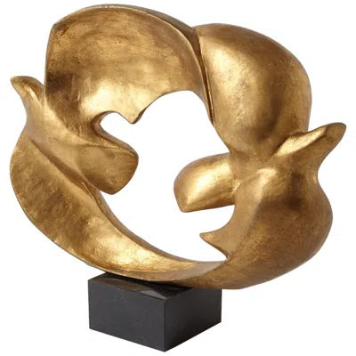 Global Views Doves Of Peace 16" Wide Gold Leaf Abstract Bird Sculpture