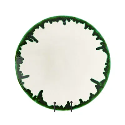 Global Views Dripping Charger-emerald In Emerald,white