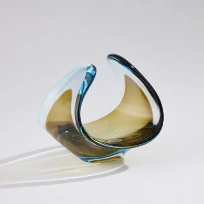 Global Views Duet Bowl-turquoise/beige In Beige,turquoise