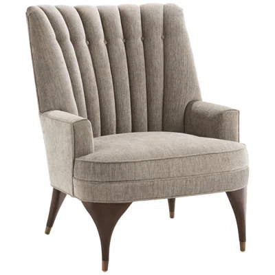 Global Views Duncan Pale Gray Woven Silversmith Fabric Tufted Armchair