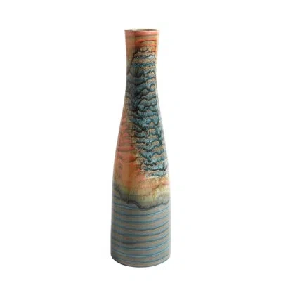 Global Views Earthenware Table Vase In Blue