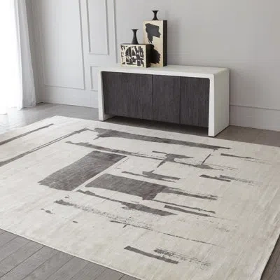 Global Views Edifice Rug-cream/charcoal In Cream,charcoal