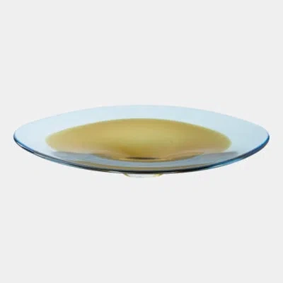 Global Views Elendil Oval Disc Bowl-topaz/blue 4"h X 14"w X 22"d Decorative Bowl In Blue;yellow