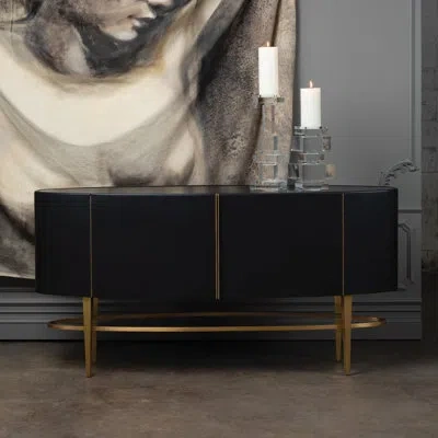 Global Views Ellipse Sideboard-ebony In Gold;ebony