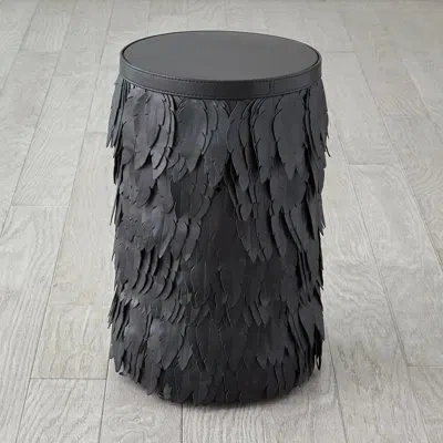 Global Views Emily Martini Drum End Table In Black