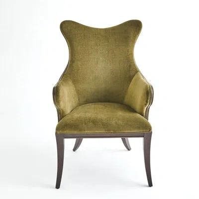 Global Views Evelyn 26" W Butterfly Chair In Moss Velvet