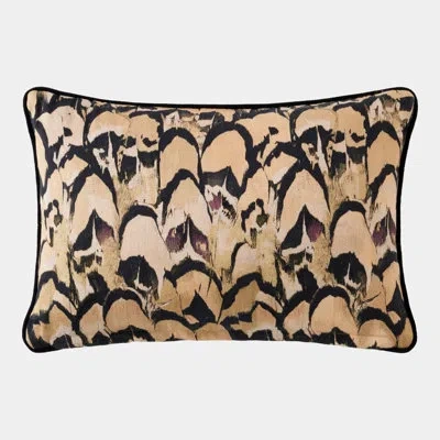 Global Views Feathers Lumbar Pillow In Black;brown;white