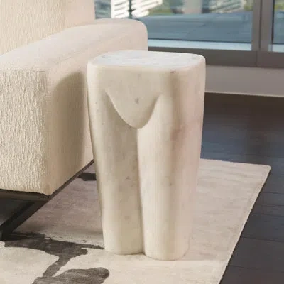 Global Views Femme Stool In White Marble