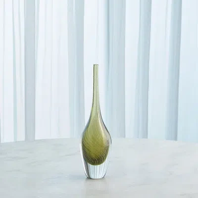 Global Views Flecked Spire Bottle In Green;clear