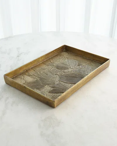 Global Views Flora Antiqued Brass Tray In Gold