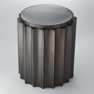 Global Views Fluted Column Table-nickel In Bronze