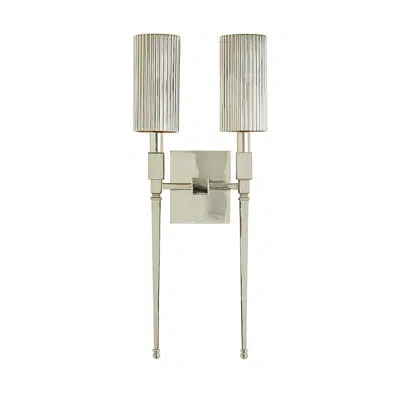 Global Views Fluted Double Sconce-nickel In Nickel Brillant;shiny Nickel