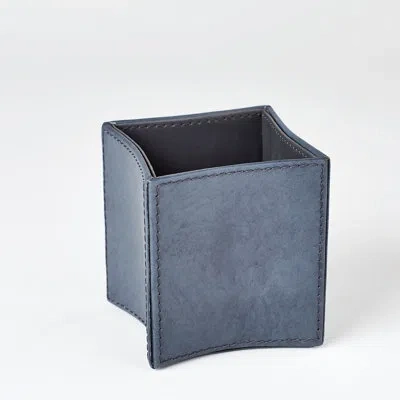 Global Views Folded Leather Pencil Cup-blue Wash