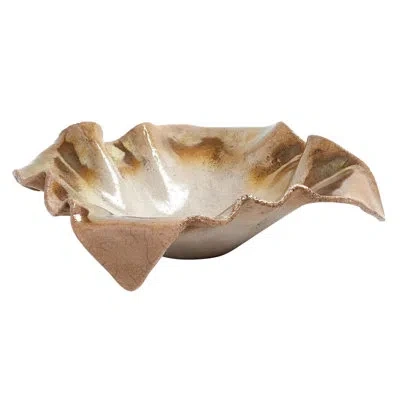 Global Views Folded Ripple Bowl-raku In Animal Print
