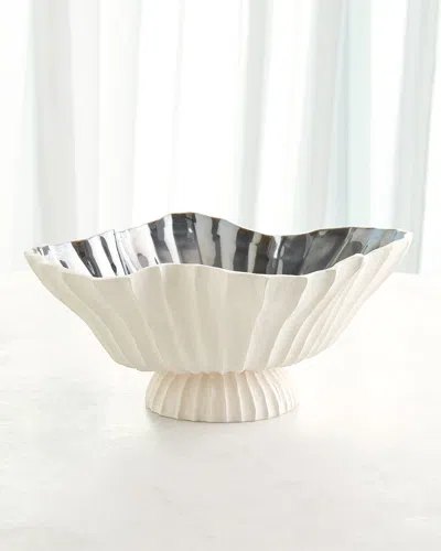 Global Views Folha Footed Bowl In White