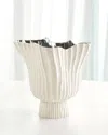 Global Views Folha Footed Vase, Large In White
