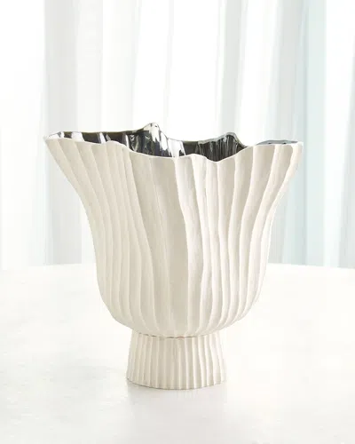 Global Views Folha Footed Vase, Large In White