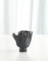 Global Views Folha Footed Vase, Small In Black