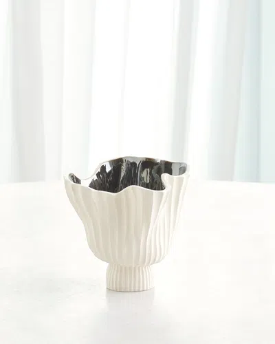 Global Views Folha Footed Vase, Small In White