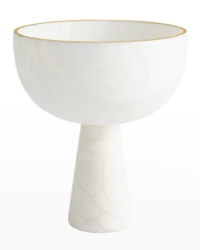 Global Views Footed Alabaster Bowl In White