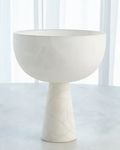 Global Views Footed Alabaster Bowl In White