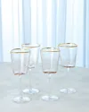 Global Views Footed Wine Glasses W/ Gold Rim, Set Of 4