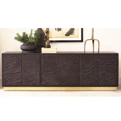 Global Views Forest Long Cabinet-charcoal Leather In Brown