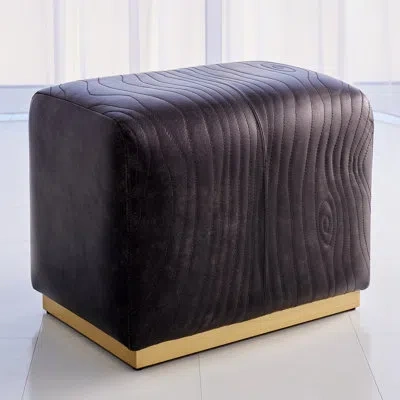 Global Views Forest Ottoman-charcoal Leather In Black