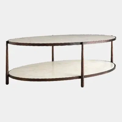 Global Views Forgiato Cocktail Table Shelf-oval  Shelf In White