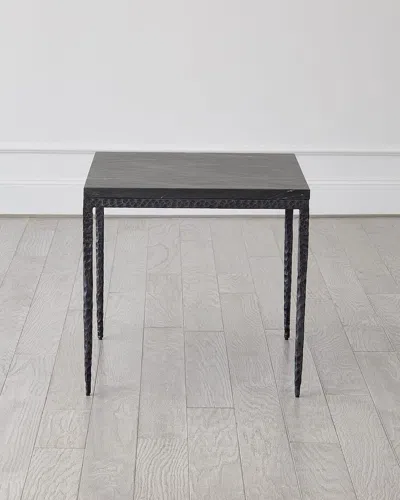 Global Views Forrester Side Table In Black Marble