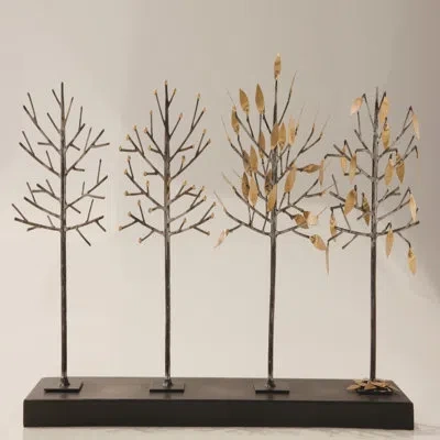 Global Views Four Seasons Tree Sculpture In Gold,brown