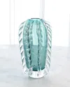 Global Views Fringe Mouth-blown Glass Vase In Blue