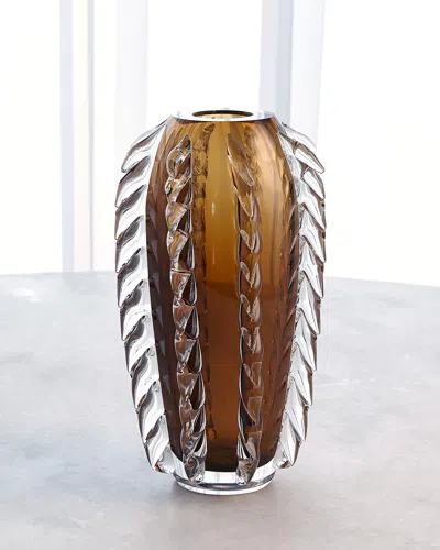 Global Views Fringe Mouth-blown Glass Vase In Black